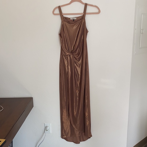 Halston Heritage Metallic Jersey Maxi Dress S - Picture 4 of 8